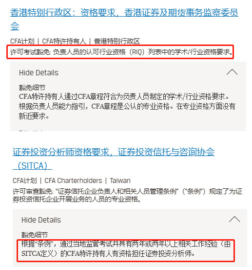 CFA免考政策